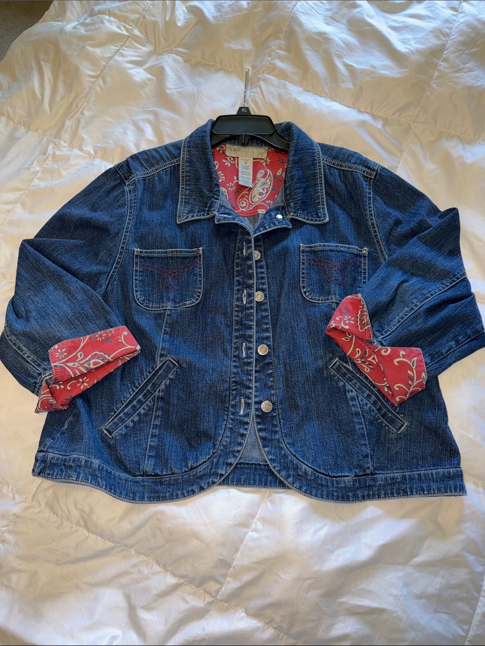 Sag Harbor Red Paisley & Denim Jacket